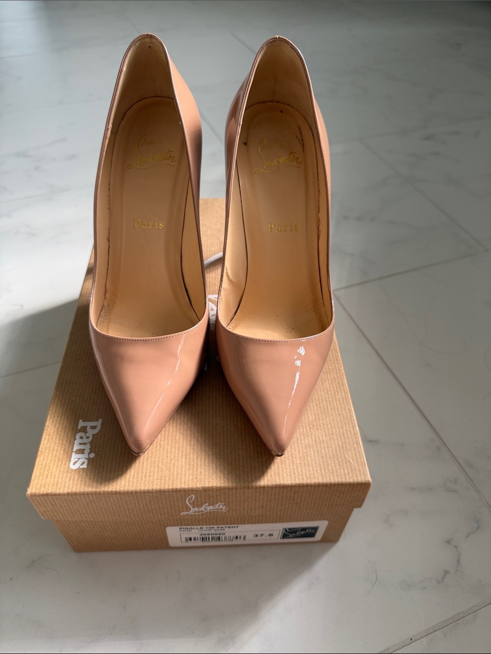 Christian Louboutin Pigalle 100 Patent - Nude size 37.5